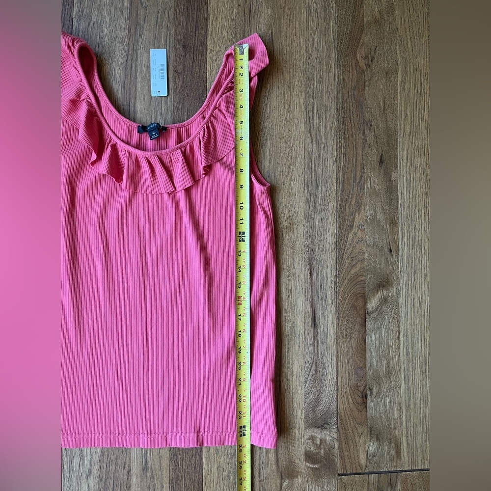 NWT J. Crew Pink‎ Ruffle Ribbed Tank Top Women’s Sz M Summer Casual Vacation - Picture 6 of 8